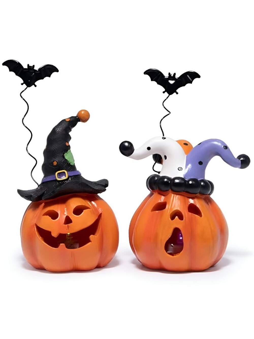 Halloween Pumpkin Decor Indoor, Resin Halloween Figurines with Light